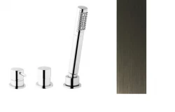 Robinetele de baie cu 3 orificii Waterevolution Flow pentru montajul pe marginea băii, PVD Gun Metal T138GME
