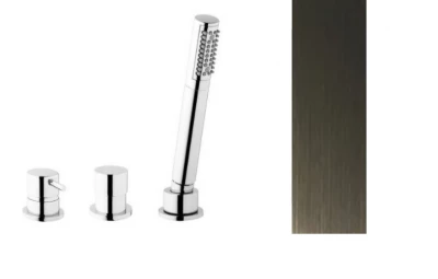 Robinetele de baie cu 3 orificii Waterevolution Flow pentru montajul pe marginea băii, PVD Gun Metal T138GME