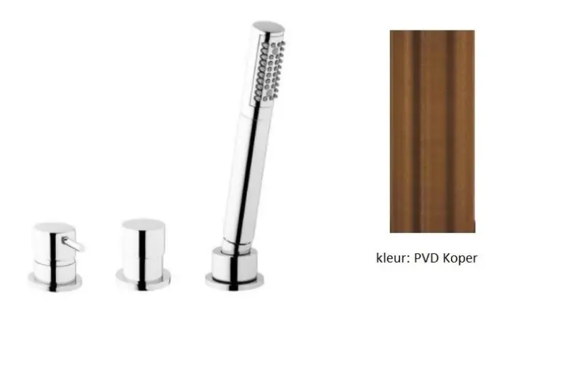 Robinetele de baie Waterrevolution Flow, cu 3 găuri, pentru montaj pe marginea băii, cu finisaj PVD din cupru periat, T138CPE.