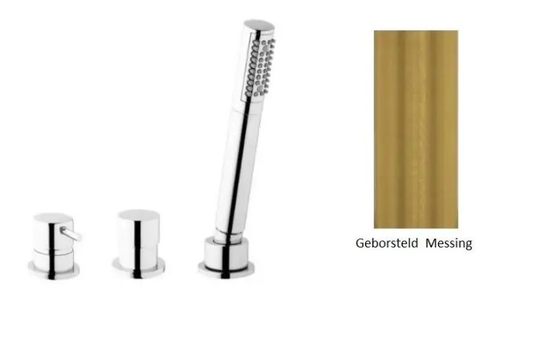 Robinetul de baie Waterevolution Flow cu 3 găuri pentru montarea pe marginea căzii, din alamă periată, T138SBLE.