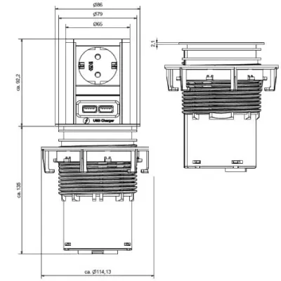 Ascensor/Priză retractabilă USB