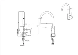 Quadri York Baterie de bucătărie PVD finisaj cupru periat cu duză pivotantă 1208955906