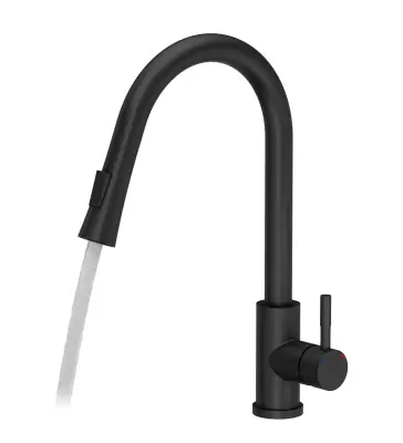 Quadri Leeds Baterie de bucătărie cu duș extensibil cu 2 functii de curgere a apei negru mat 1208955907
