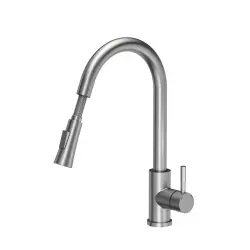 Quadri Leeds Baterie de bucătărie cu duș extensibil cu 2 functii de curgere a apei din oțel periat 1208955909