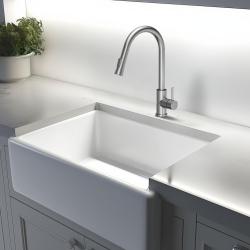 Quadri Leeds Baterie de bucătărie cu duș extensibil cu 2 functii de curgere a apei din oțel periat 1208955909