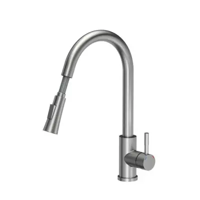 Quadri Leeds Baterie de bucătărie cu duș extensibil cu 2 functii de curgere a apei din oțel periat 1208955909
