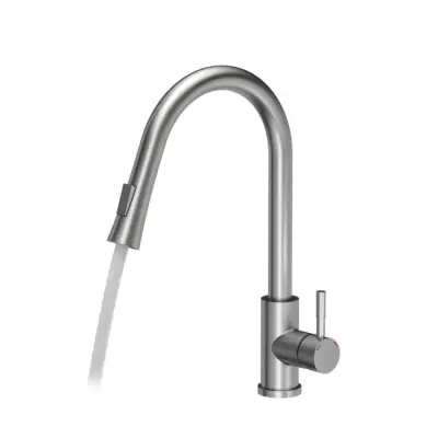 Quadri Leeds Baterie de bucătărie cu duș extensibil cu 2 functii de curgere a apei din oțel periat 1208955909