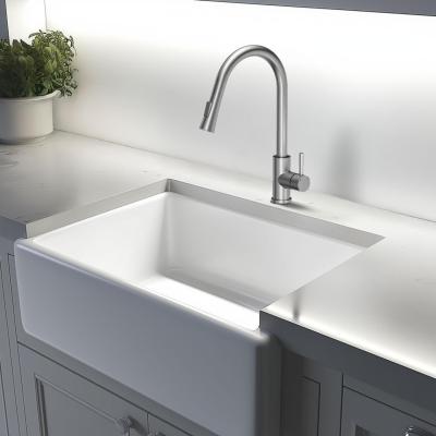 Quadri Leeds Baterie de bucătărie cu duș extensibil cu 2 functii de curgere a apei din oțel periat 1208955909