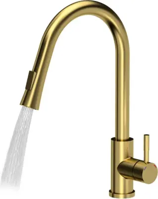 Quadri Leeds Baterie de bucătărie cu duș extensibil cu 2 functii de curgere a apei aur periat PVD 1208955910