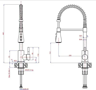 Baterie de bucătărie Quadri Derby cu gură de scurgere flexibilă și duș cu 2 tipuri de jeturi, crom 1208955915