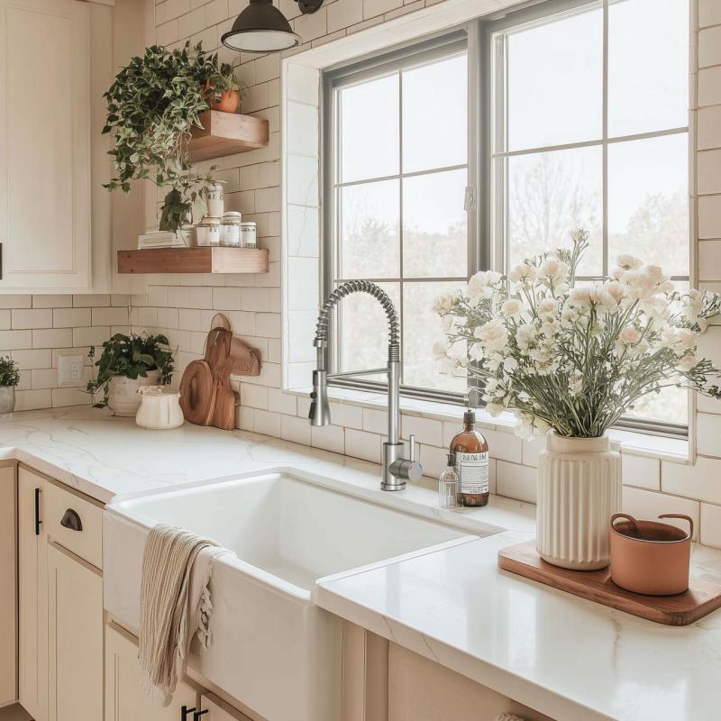 Baterie de bucătărie Quadri Derby cu gură de scurgere flexibilă și duș cu 2 tipuri de jeturi, crom 1208955915