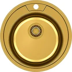 Aquadesign Ross chiuvetă rotundă din oţel inoxidabil auriu PVD montată pe blat cu orificiu pentru robinet 1208955921