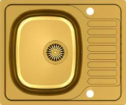 Aquadesign Rudolf Chiuvetă PVD Aurie 580x480mm Montaj pe Blat cu Suport de Picurare, Reversibil - 1208955926