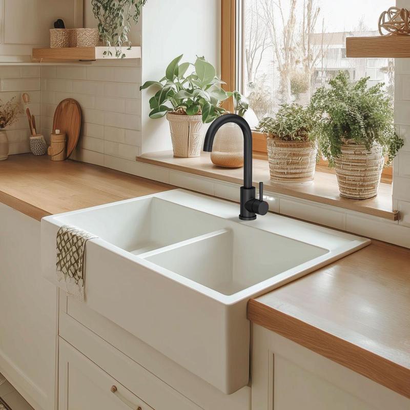 Quadri Coventry Baterie de bucătărie negru mat cu duză pivotantă 1208956030