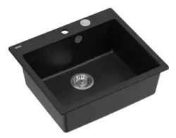 Chiuveta încorporată Quadri Sheffield din granit negru 57x50cm cu gaura pentru robinet 1208956075