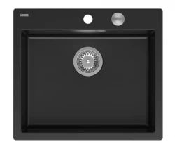 Chiuveta încorporată Quadri Sheffield din granit negru 57x50cm cu gaura pentru robinet 1208956075