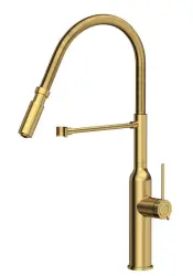 Quadri Stamford Baterie de bucătărie înaltă cu duș flexibil PVD aur periat 1208956077