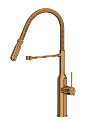 Quadri Stamford  Baterie de bucătărie înaltă cu duș flexibil și finisaj PVD cupru periat 1208956078