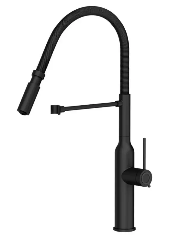 Quadri Stamford Baterie de bucătărie înaltă cu duș flexibil negru mat 1208956079