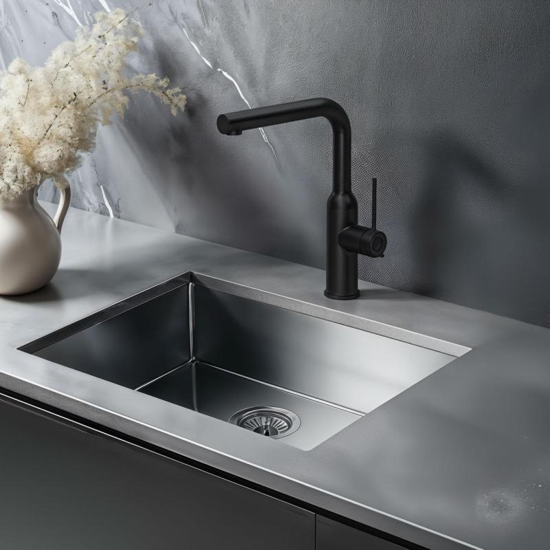 Quadri Stamford Baterie de bucătărie cu duș detașabil negru mat 1208956082