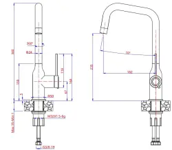 Quadri Stamford Baterie de bucătărie PVD auriu cu duză înclinată pivotantă 1208956098