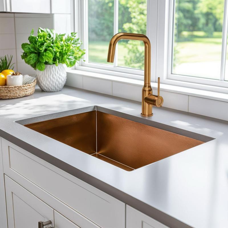 Quadri Stamford Baterie de bucătărie Cupru PVD cu duză înclinată pivotantă 1208956099