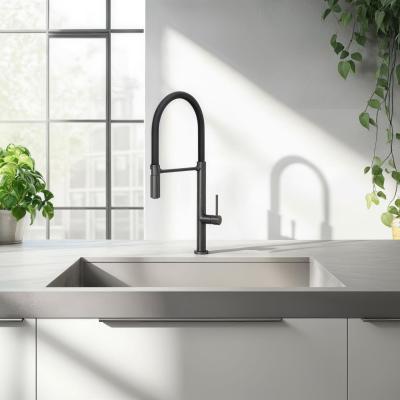 Quadri Brighton  Baterie de bucătărie Gun metal cu duză flexibilă neagră 1208956104