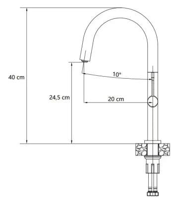 Quadri Brighton  Baterie de bucătărie neagră mat cu duză de scurgere rotativă 1208956107