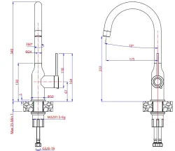 Quadri Stamford Baterie de bucătărie Cupru cu duză rotundă pivotantă 1208956113