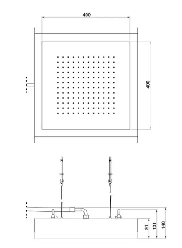 Douchă de tavan încorporată SB Rainbow cu iluminare cromoterapeutică, completă din oțel inoxidabil, 1208956230.
