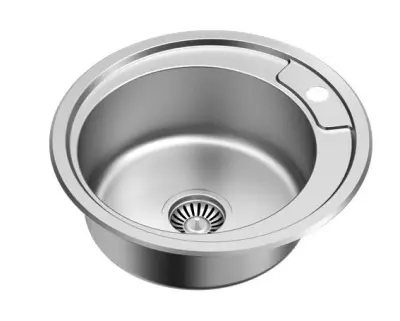 Aquadesign Ross bazic, cuva rotundă din oțel inoxidabil, montată pe suprafață, cu gaură pentru robinet, 1208956232.