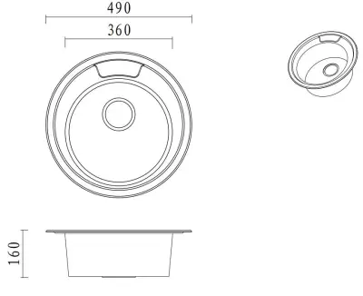 Aquadesign Ross bazic, cuva rotundă din oțel inoxidabil, montată pe suprafață, cu gaură pentru robinet, 1208956232.