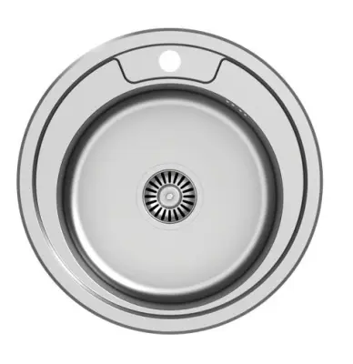 Aquadesign Ross bazic, cuva rotundă din oțel inoxidabil, montată pe suprafață, cu gaură pentru robinet, 1208956232.