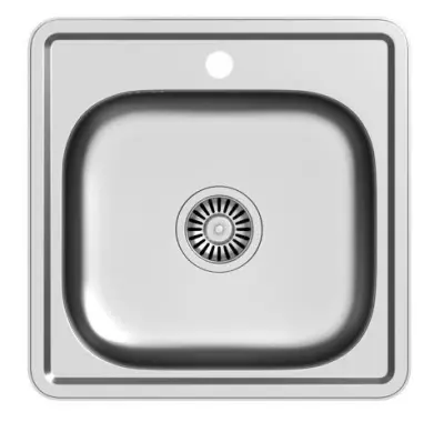 Chiuveta Aquadesign Basic din inox patrat, dimensiuni 48x48 cm, montare suprapusa, cu orificiu pentru robinet 1208956284.