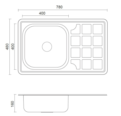 Aquadesign Basic chiuvetă din inox cu scurgător reversibil 78x48cm montaj pe blat 1208956286