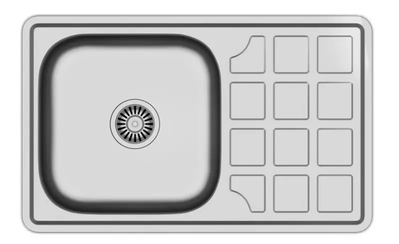 Aquadesign Basic chiuvetă din inox cu scurgător reversibil 78x48cm montaj pe blat 1208956286