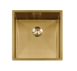 Lorreine 42WT-GOLD blat de lucru cu chiuvetă din oțel inoxidabil auriu de 42x42cm pentru încorporare în ceramică sau piatră naturală.