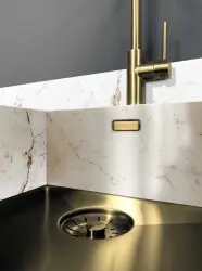 Lorreine 42WT-Copper blat de lucru cu chiuvetă din oțel inoxidabil de cupru 42x42cm pentru încorporare în ceramică sau piatră naturală.
