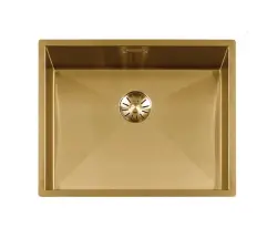 Lorreine 52WT-Gold blat de lucru din oțel inoxidabil cu chiuvetă aurie, de 52x42cm, pentru încorporare în ceramică sau piatră naturală.