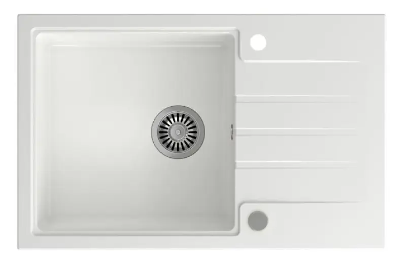 Cădiță Cardigan albă cu chiuvetă de blat din granit cu suprafață de scurgere reversibilă 78x50cm 1208956310