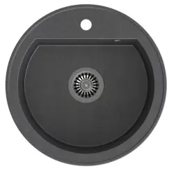 Quadri Norwich Antracit Chiuvetă rotundă din granit 51 cm Montare pe blat - 1208956316