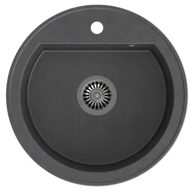 Quadri Norwich Antracit Chiuvetă rotundă din granit 51 cm Montare pe blat - 1208956316