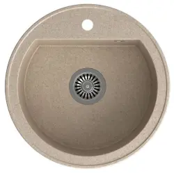 Quadri Norwich Bej Nisip Granit Rotund Chiuvetă 51 cm Montaj - 1208956317