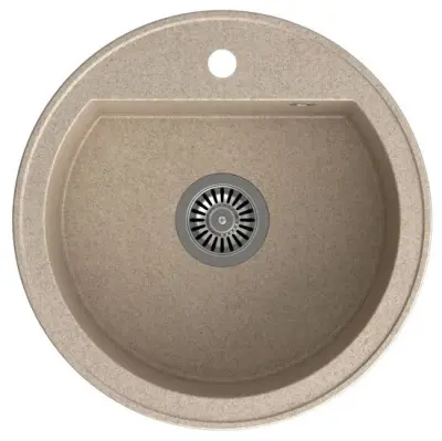 Quadri Norwich Bej Nisip Granit Rotund Chiuvetă 51 cm Montaj - 1208956317