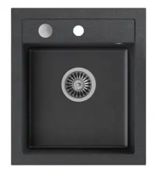 Chiuvetă de granit antracit Quadri Londen, 43x50 cm, cu orificiu pentru robinet, 1208956318.