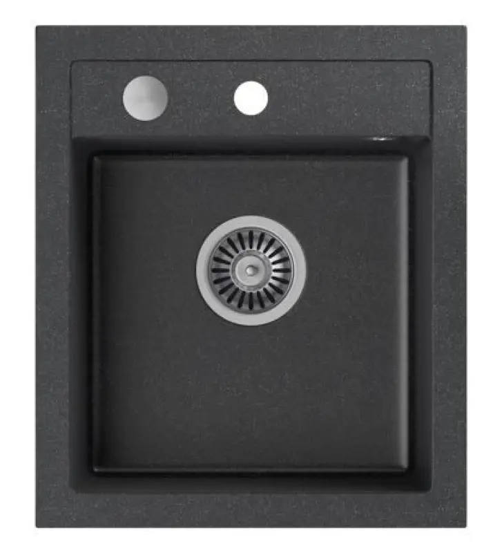 Chiuvetă de granit antracit Quadri Londen, 43x50 cm, cu orificiu pentru robinet, 1208956318.