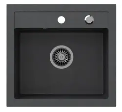 Quadri granit antracit Londra chiuveta 50x47 cm cu orificiu pentru robinet montat 1208956320.