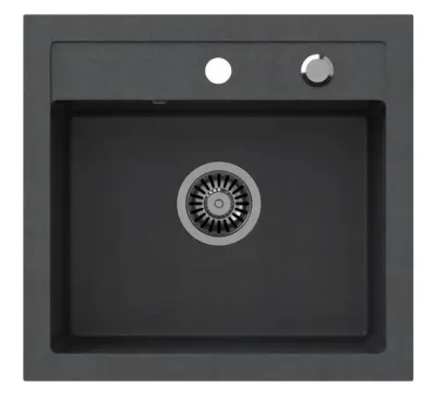 Quadri granit antracit Londra chiuveta 50x47 cm cu orificiu pentru robinet montat 1208956320.