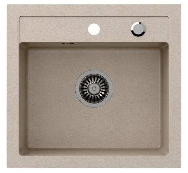 Quadri Londra granit nisip bej chiuvetă 50x47 cm cu orificiu pentru robinet montat 1208956321