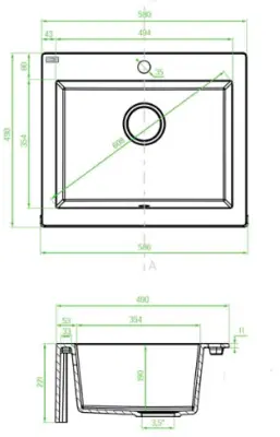 Ferma Aquadesign între sau pe bază de montaj, chiuvetă din granit alb 58x49cm 1208956331.